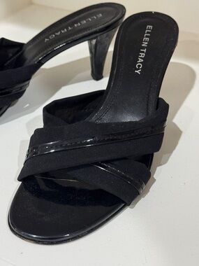 Ellen Tracy Black Strappy Heeled Sandals